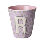 Rice Melamine Beker - Letters - Flowers - Medium