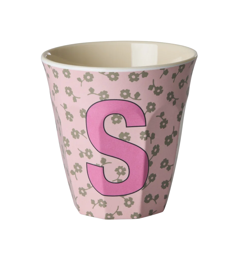 Rice Melamine Beker - Letters - Flowers - Medium