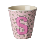 Rice Melamine Beker - Letters - Flowers - Medium