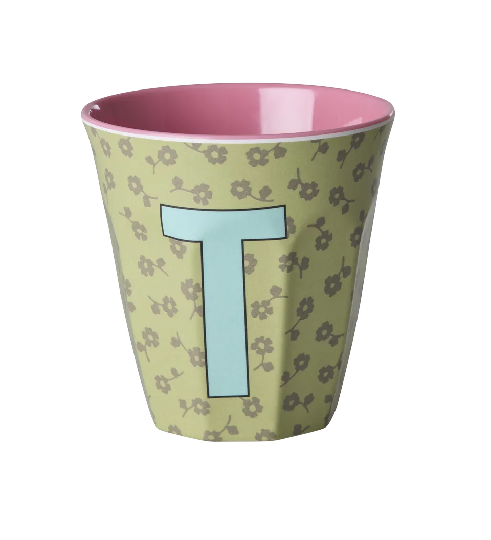 Rice Melamine Beker - Letters - Flowers - Medium