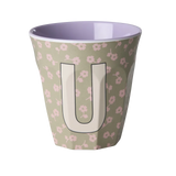 Rice Melamine Beker - Letters - Flowers - Medium