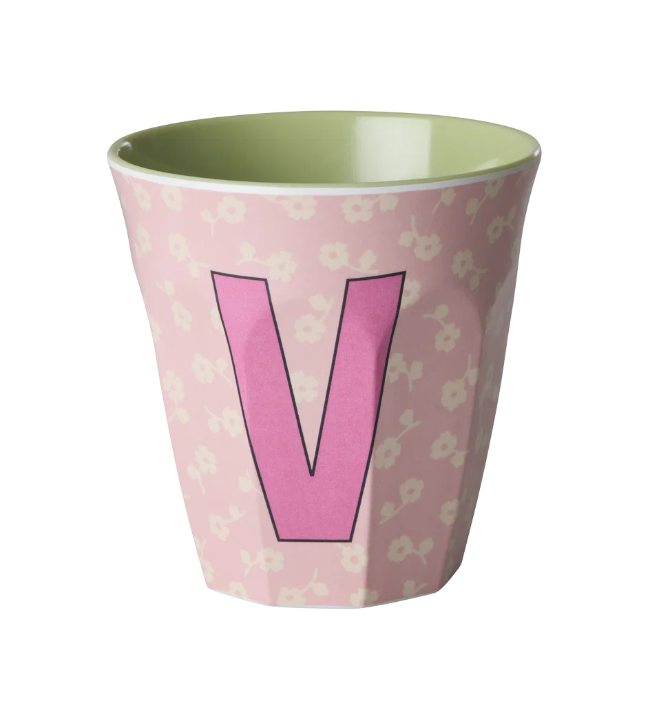 Rice Melamine Beker - Letters - Flowers - Medium