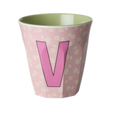 Rice Melamine Beker - Letters - Flowers - Medium