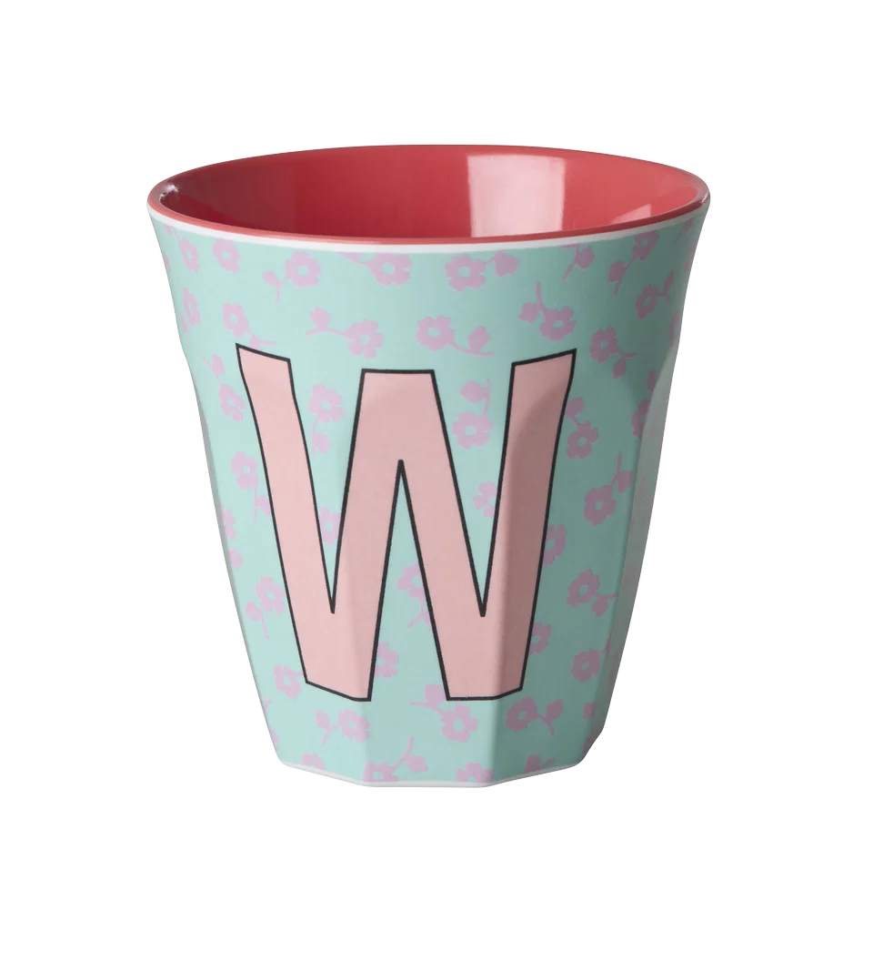 Rice Melamine Beker - Letters - Flowers - Medium