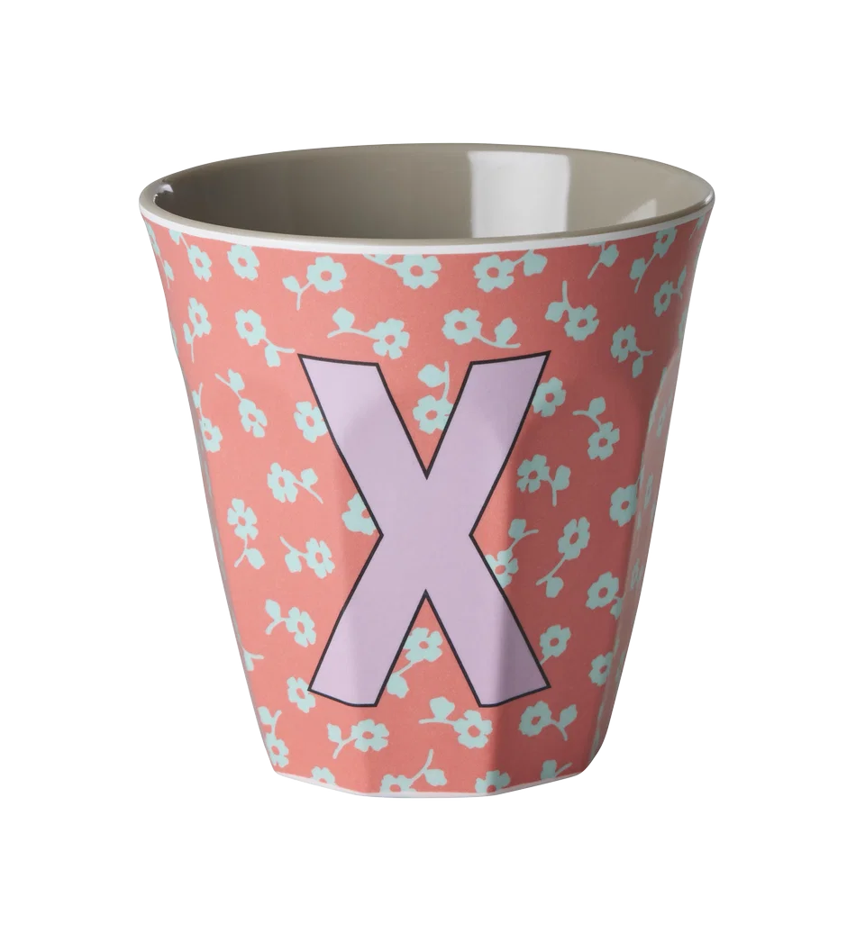 Rice Melamine Beker - Letters - Flowers - Medium