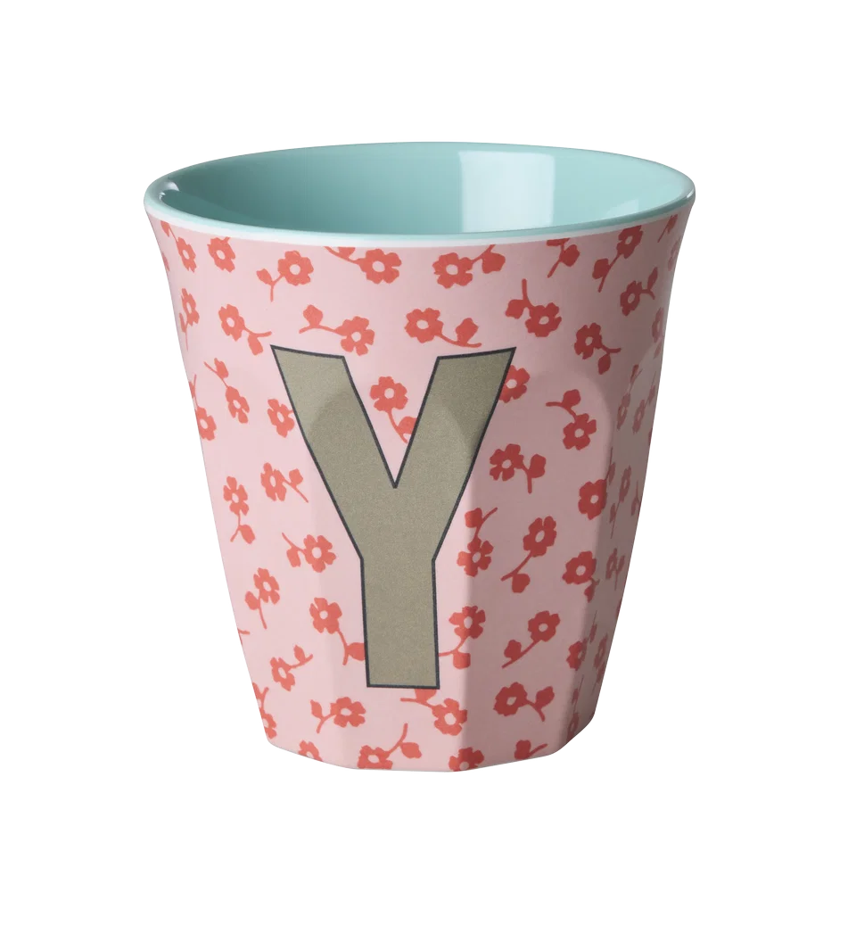 Rice Melamine Beker - Letters - Flowers - Medium