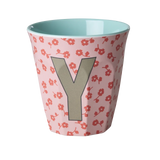 Rice Melamine Beker - Letters - Flowers - Medium