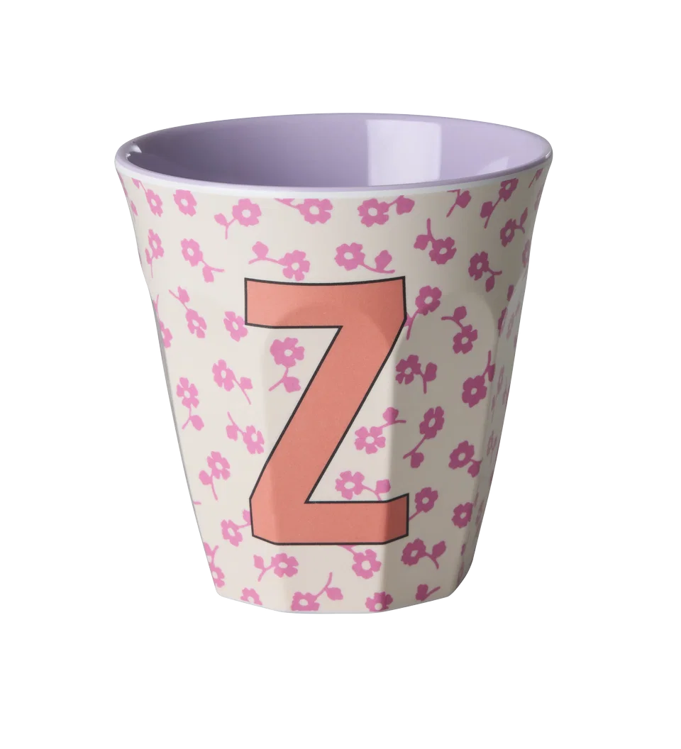 Rice Melamine Beker - Letters - Flowers - Medium