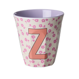 Rice Melamine Beker - Letters - Flowers - Medium