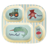 Rice Melamine 4-vakken Bord - ABC Print - Blauw