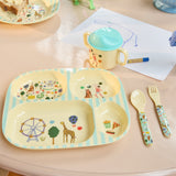 Rice Melamine 4-vakken Bord - Circus Print - Mint
