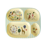 Rice Melamine 4-vakken Bord - Circus Print - Mint