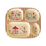 Rice Melamine 4-vakken Bord - Circus Print - Roze