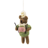 Sjaal Met Verhaal - Hanger Beer Met Trommel - Mistletoe Green