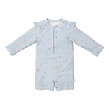 Little Dutch Zwempak Lange Mouwen Sunny Flowers Blue